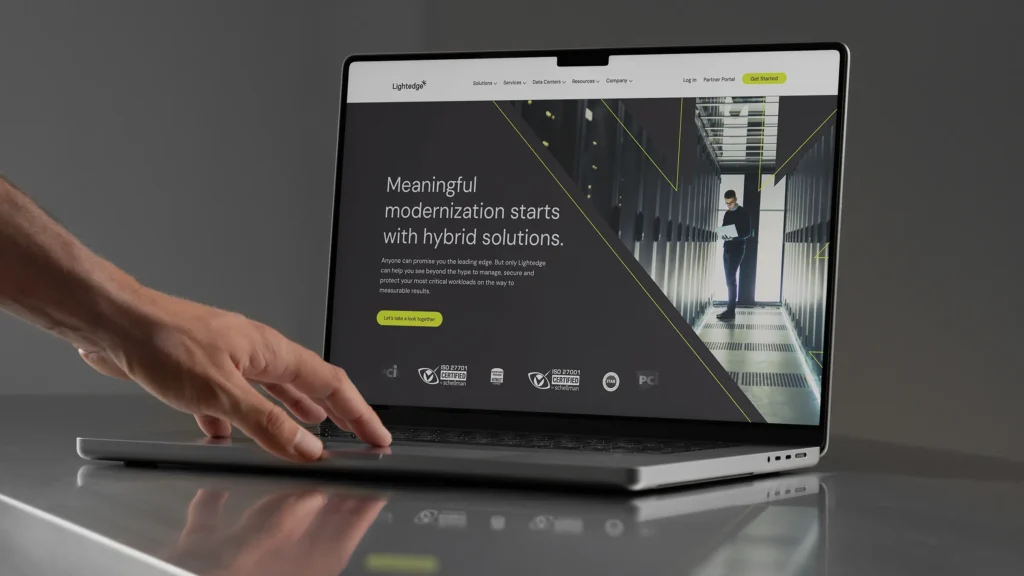 A website with the new Lightedge website design