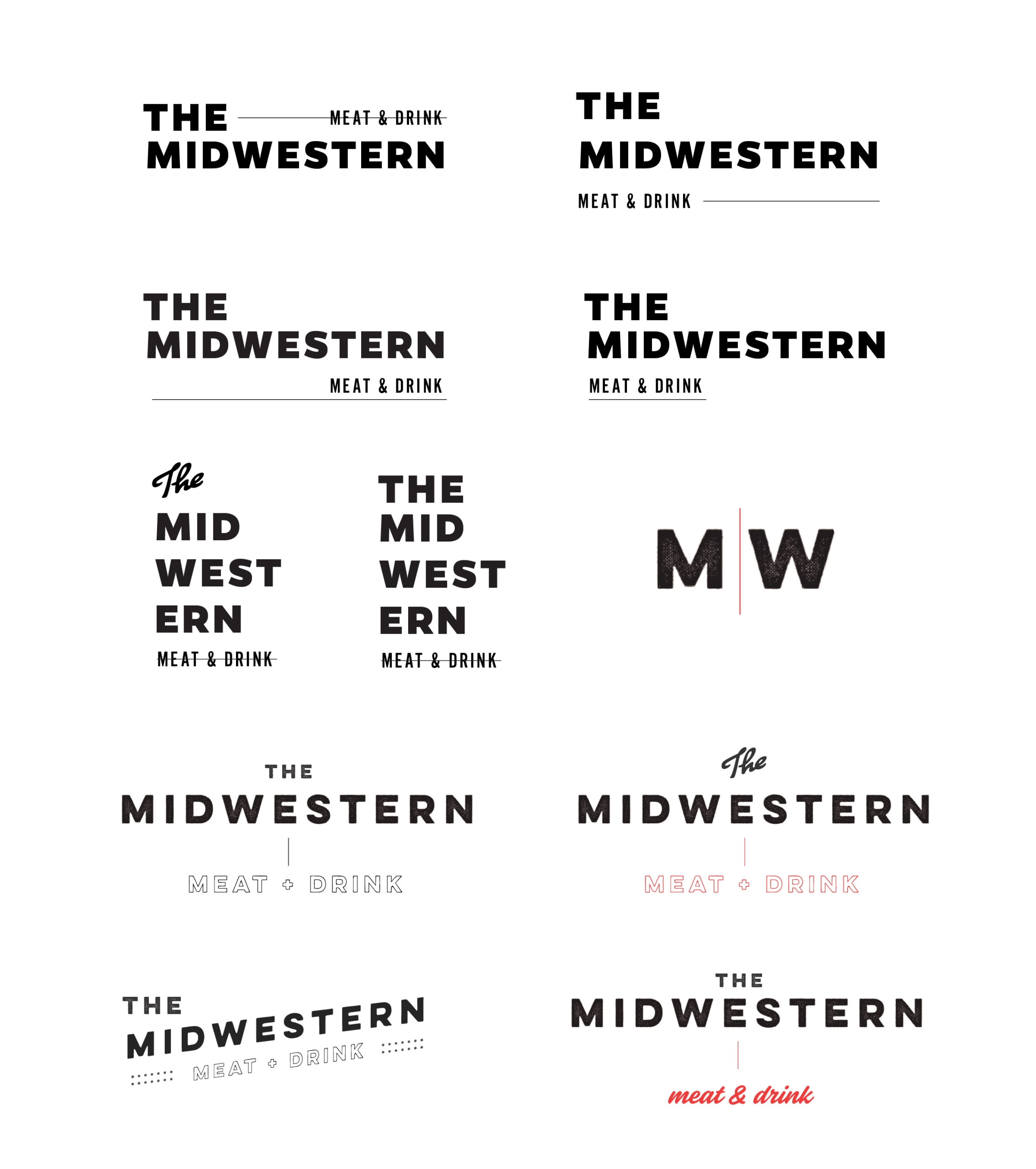 Initial logo concepts for The Midwestern branding