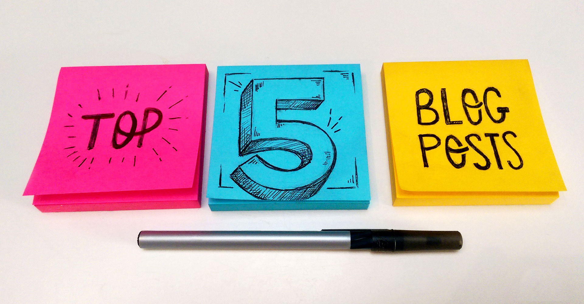 Top 5 Marketing Blog Posts - written on Post-Its