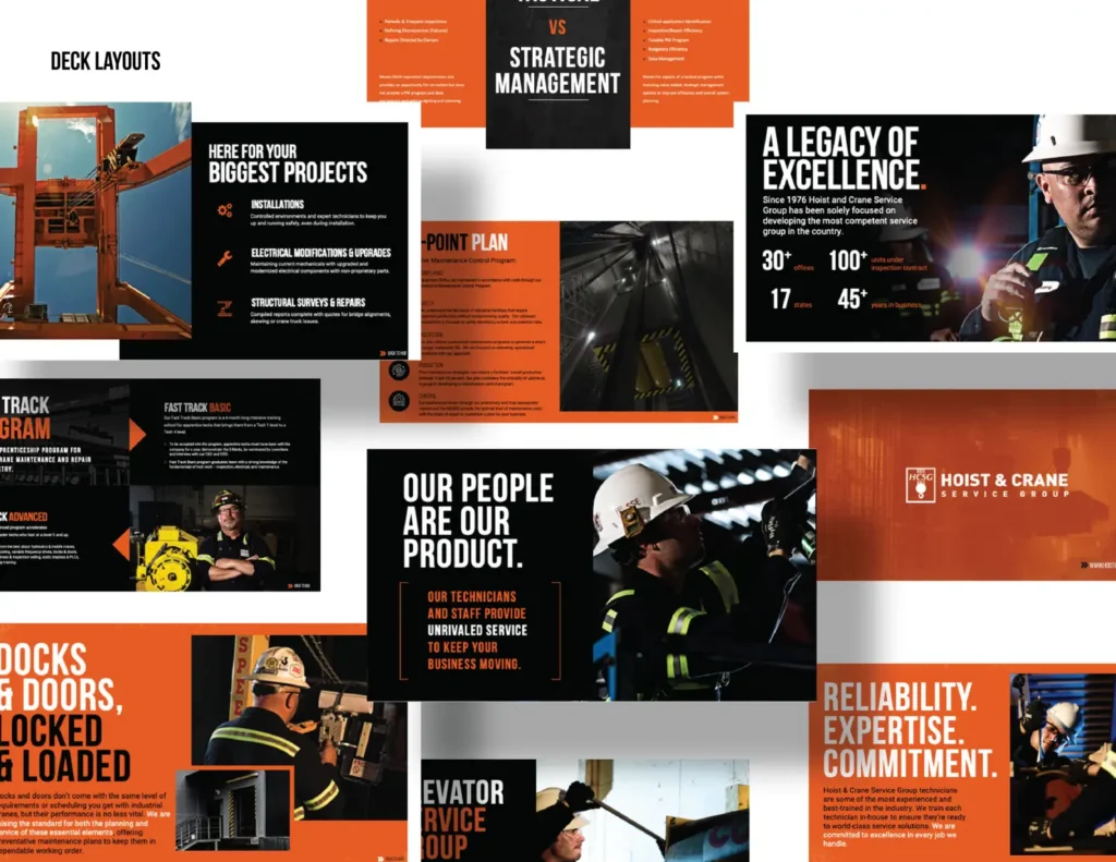 Modular, repeatable blocks from the Hoist & Crane website design