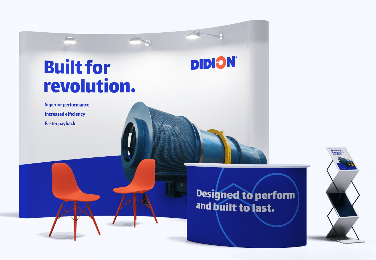 Didion's new brand identity applied to a trade show booth design
