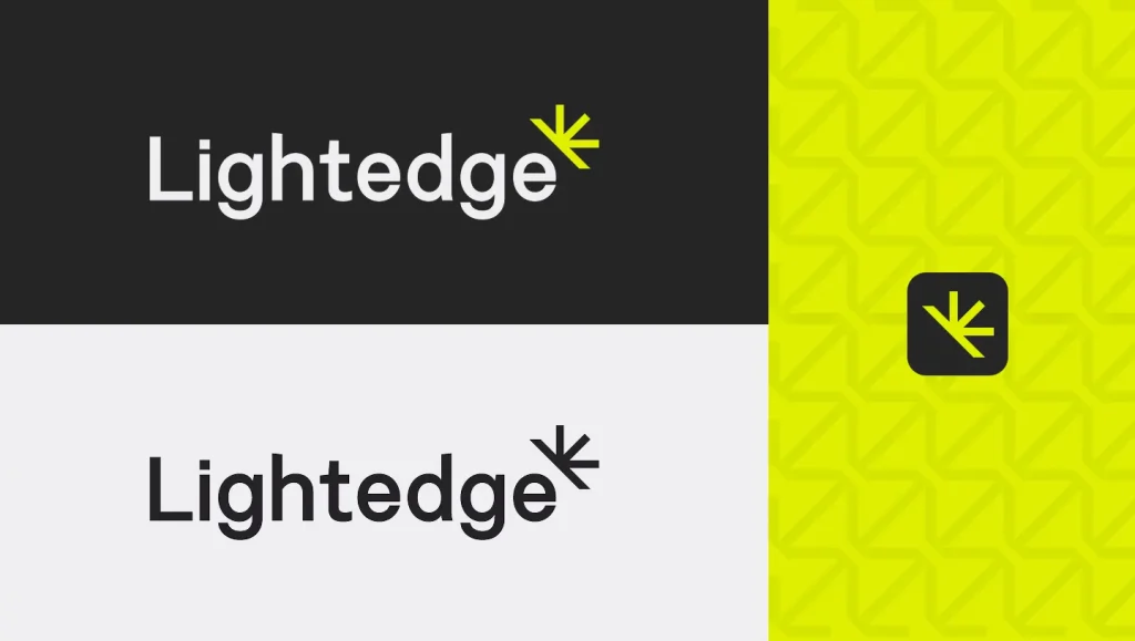 Lightedge technology infrastructure brand identity elements, including logo variations and the logo mark