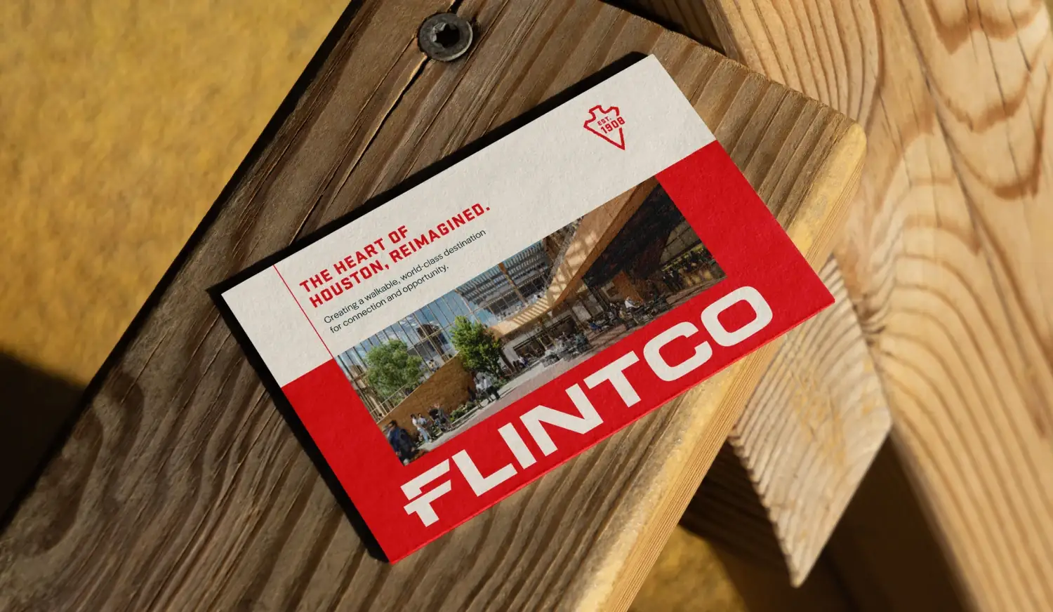 Flintco branded postcard design on a jobsite