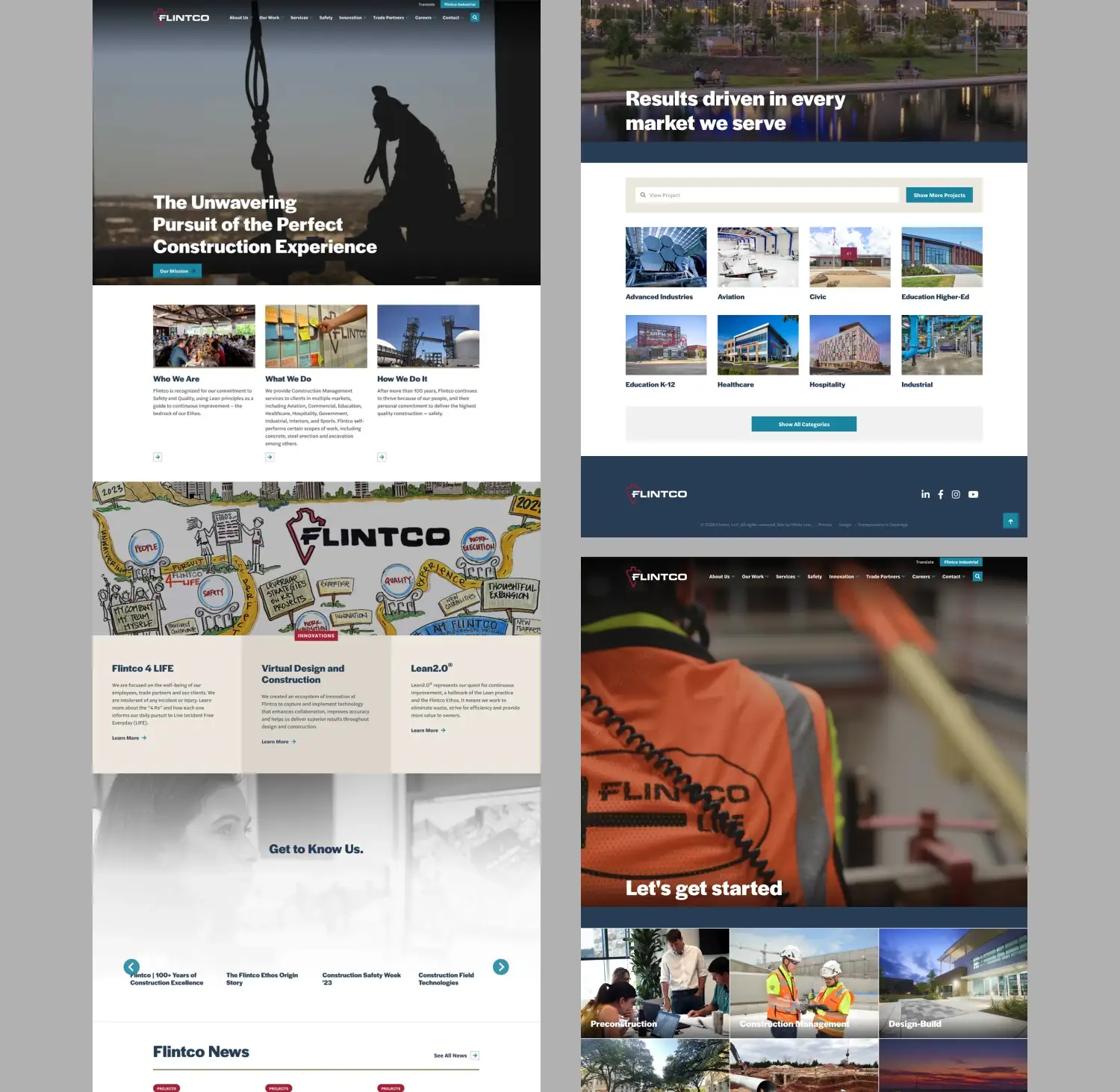 Flintco Construction's previous website design before the rebrand