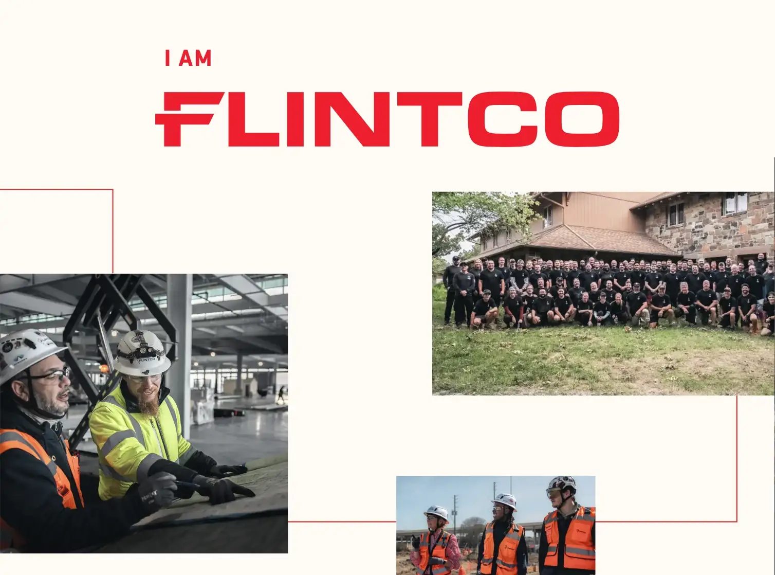 Flintco Construction team photography reflecting the rebrand's people-first visual direction