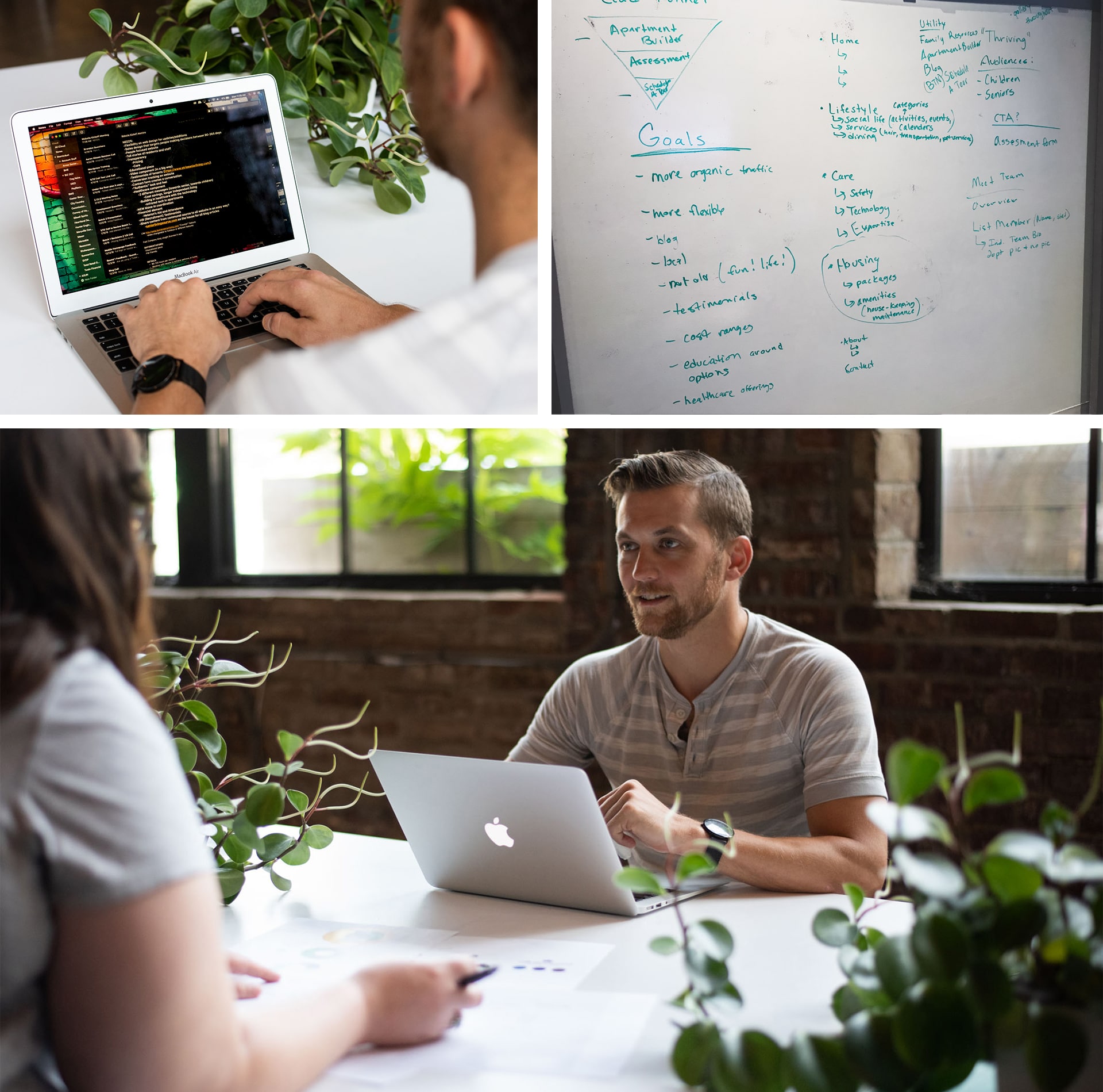 Arrow Senior Living UX Strategy Laptop Whiteboard Sitemap