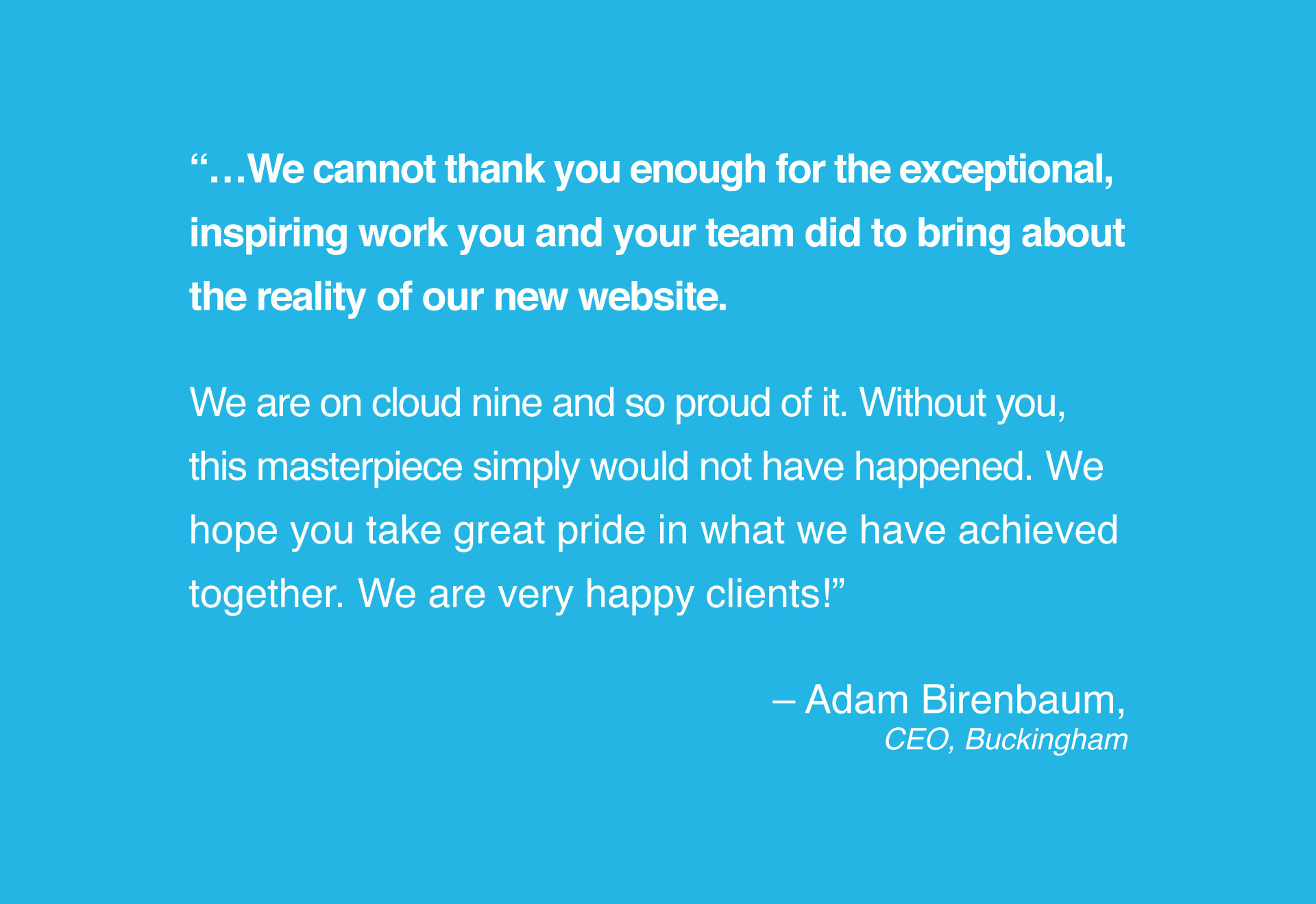 Buckingham Wealth Management - Atomicdust testimonial