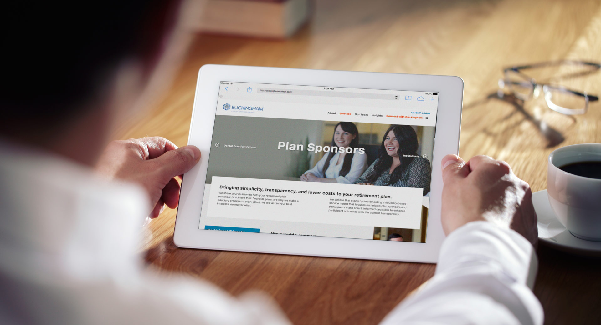 Buckingham Wealth Management Website Design on iPad