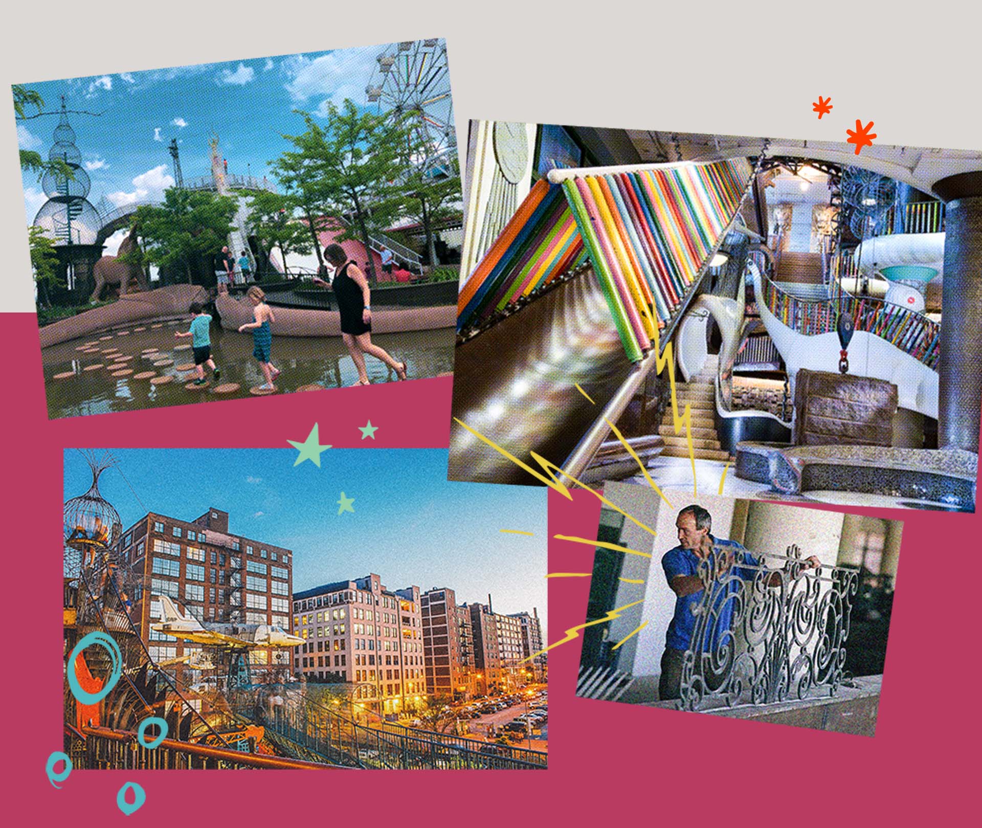 Photos of the interior and exterior of City Museum