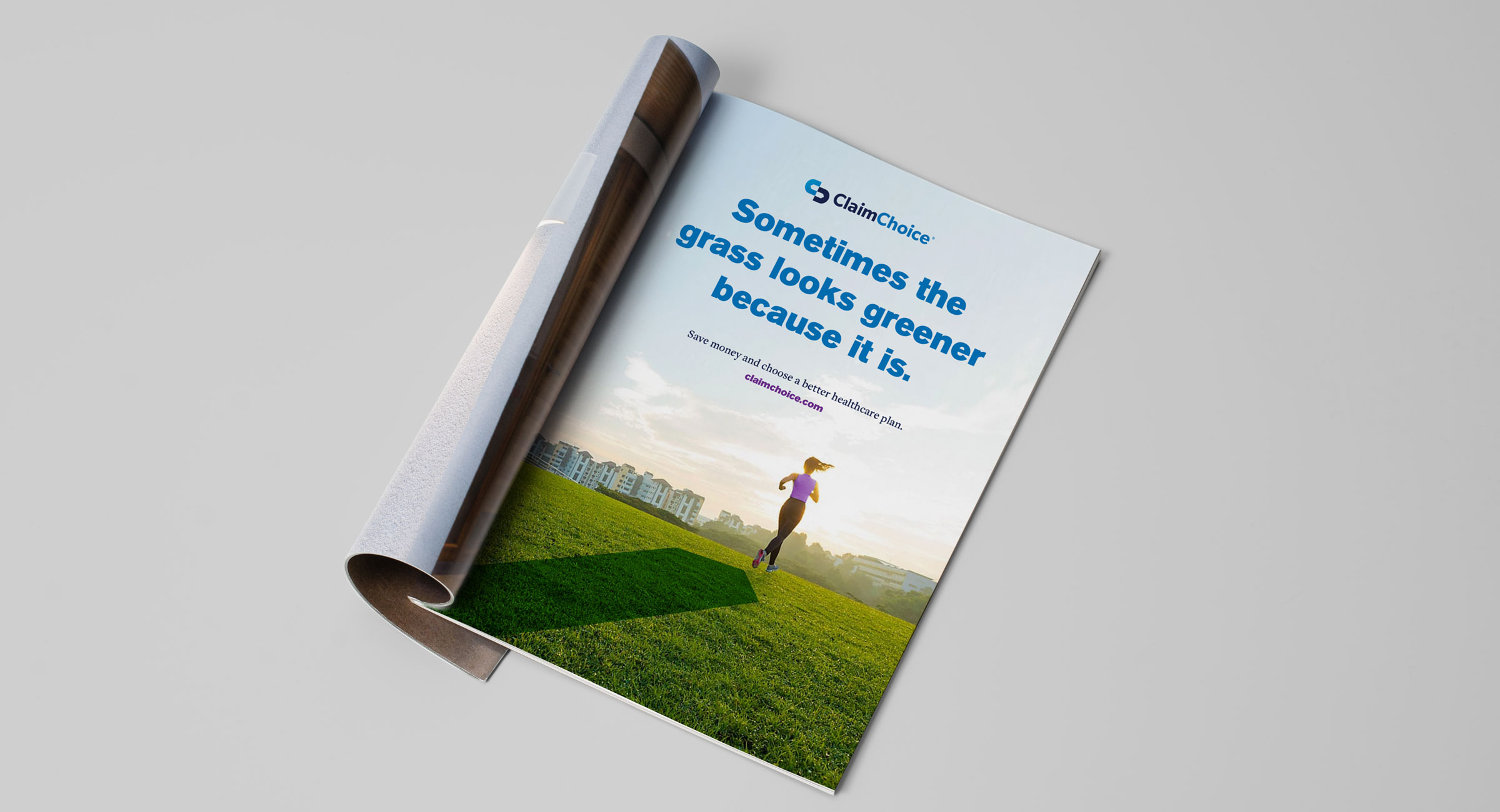 ClaimChoice's branding shown in a magazine ad