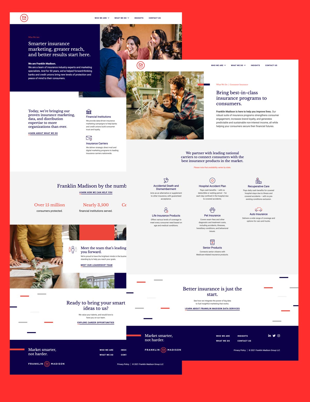 Pages of the Franklin Madison website design