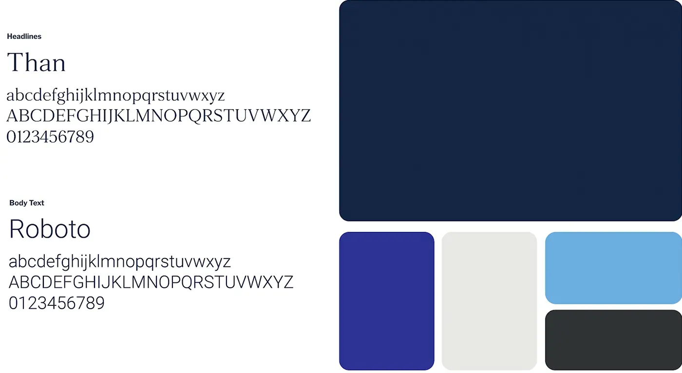 Harbour Group brand elements, including color palette and typography