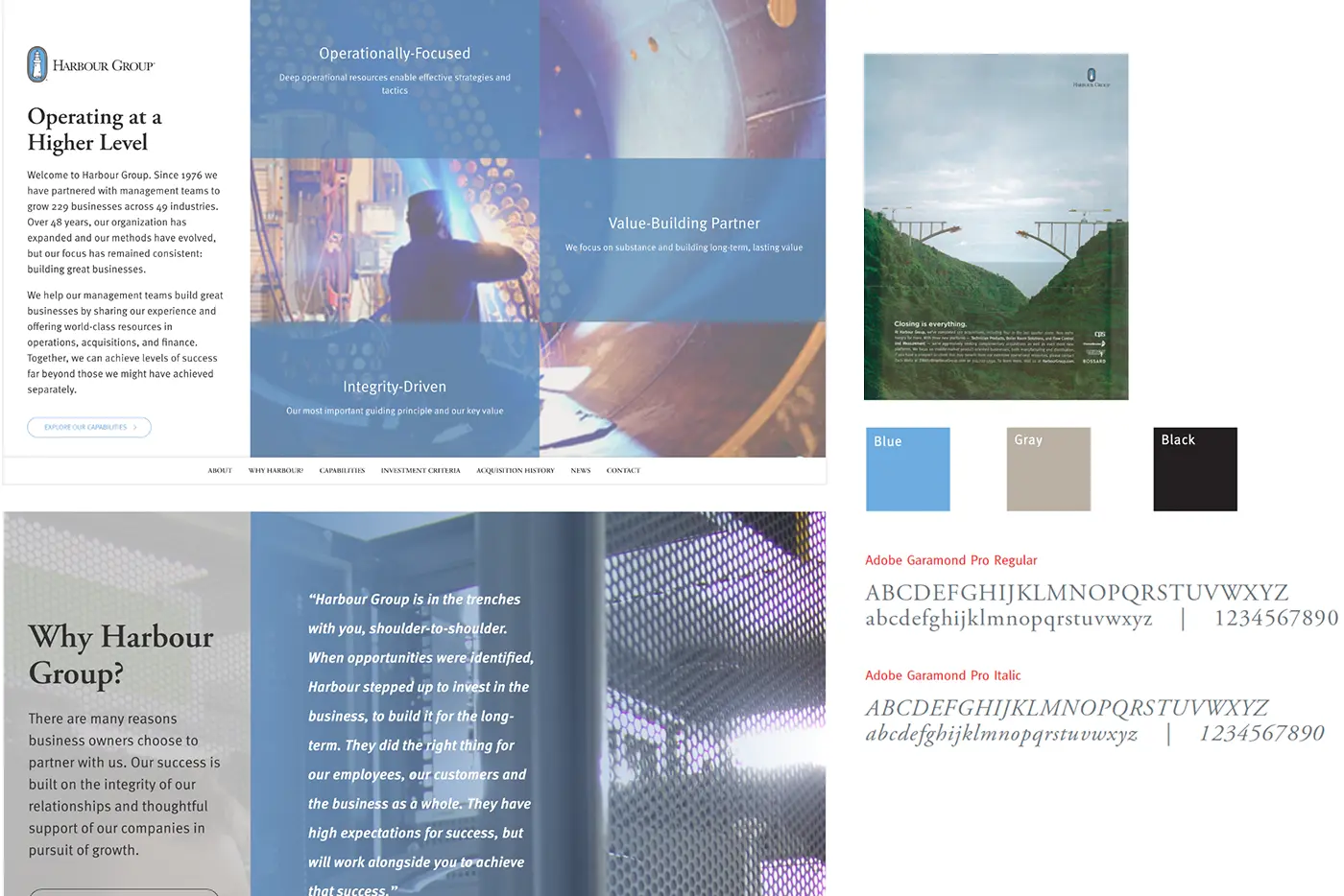Harbour Group's previous brand identity and website before the rebrand