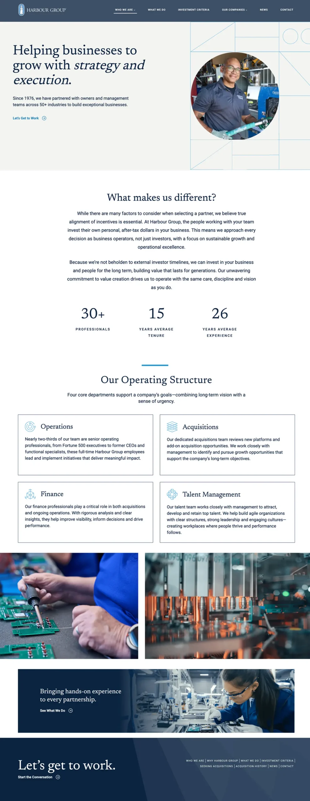 Harbour Group website page layouts