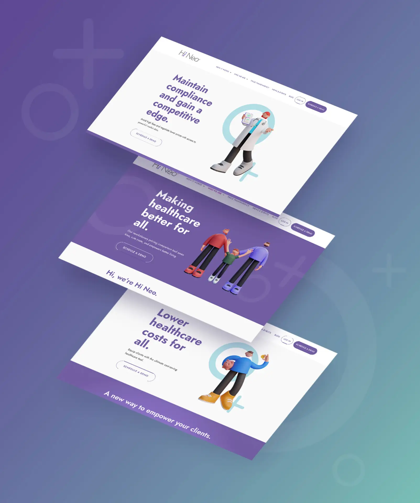 Pages from the Hi Neo website design