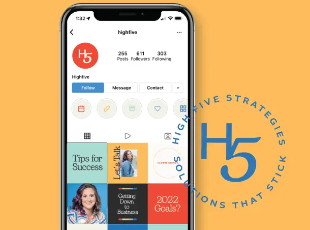Social media posts for High Five Strategies Branding