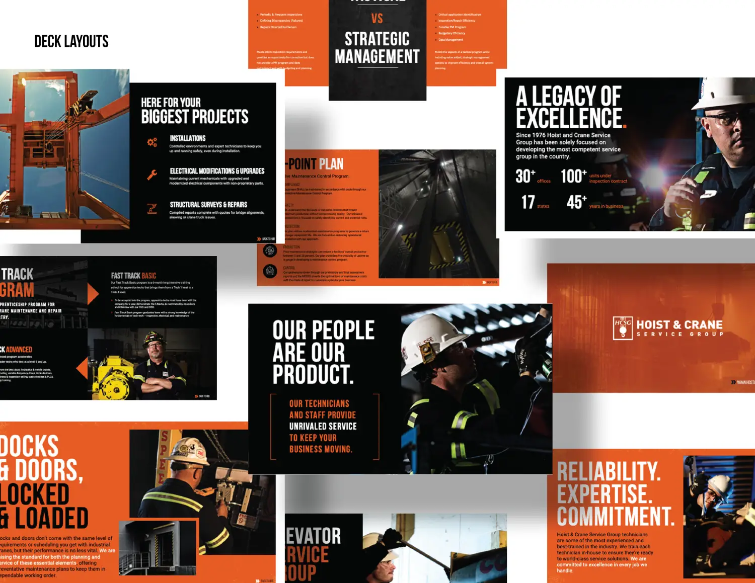 Modular, repeatable blocks from the Hoist & Crane website design