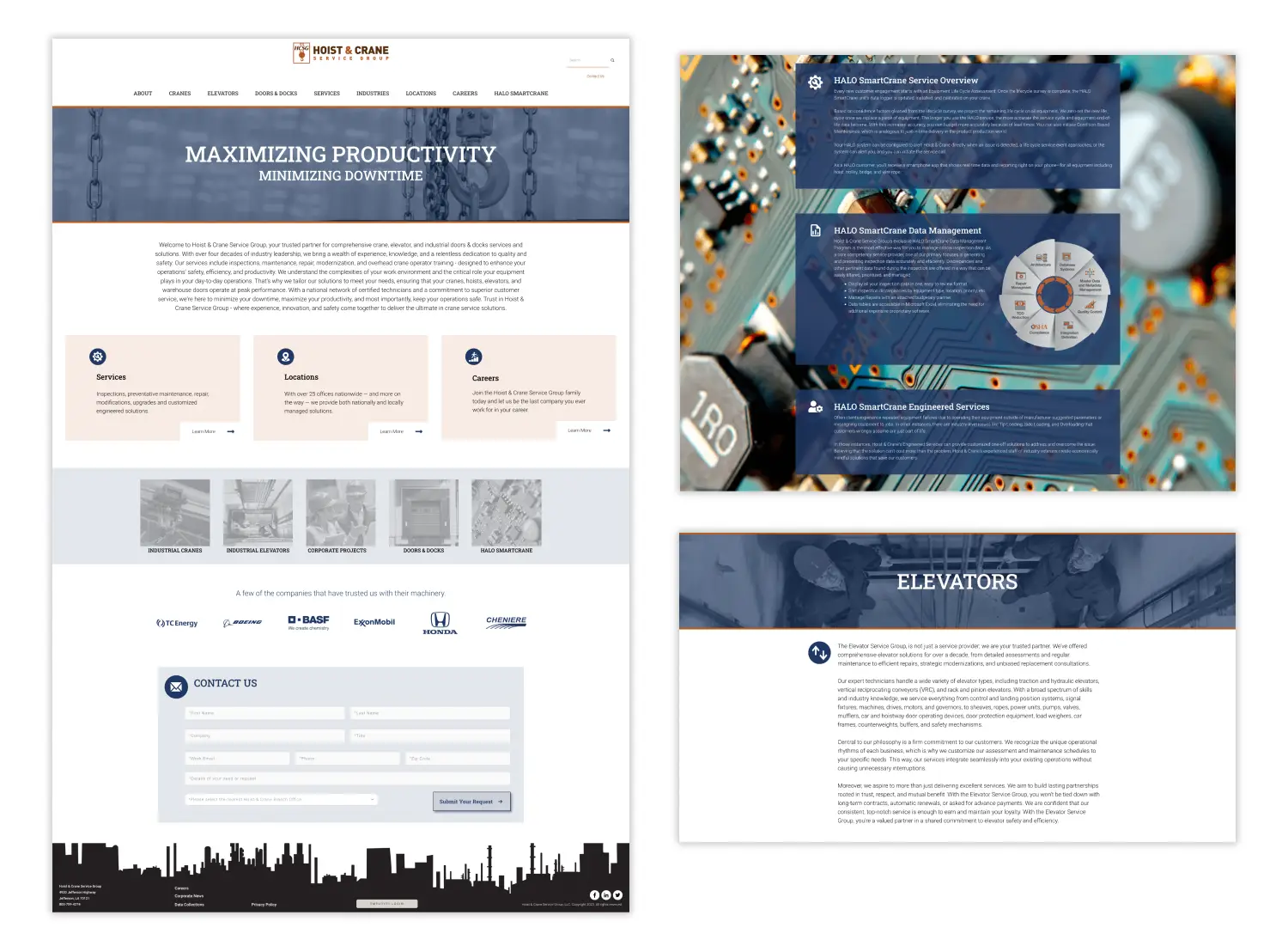 Pages from Hoist & Crane's previous website