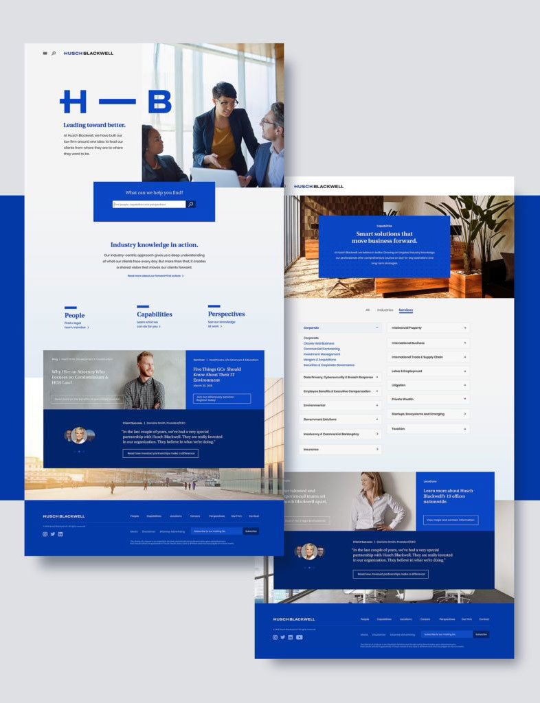 Husch Blackwell website design UX and UI capabilities