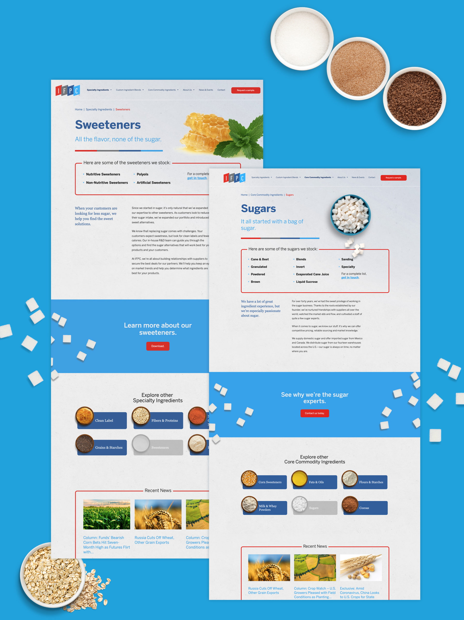 IFPC website page designs and ingredients