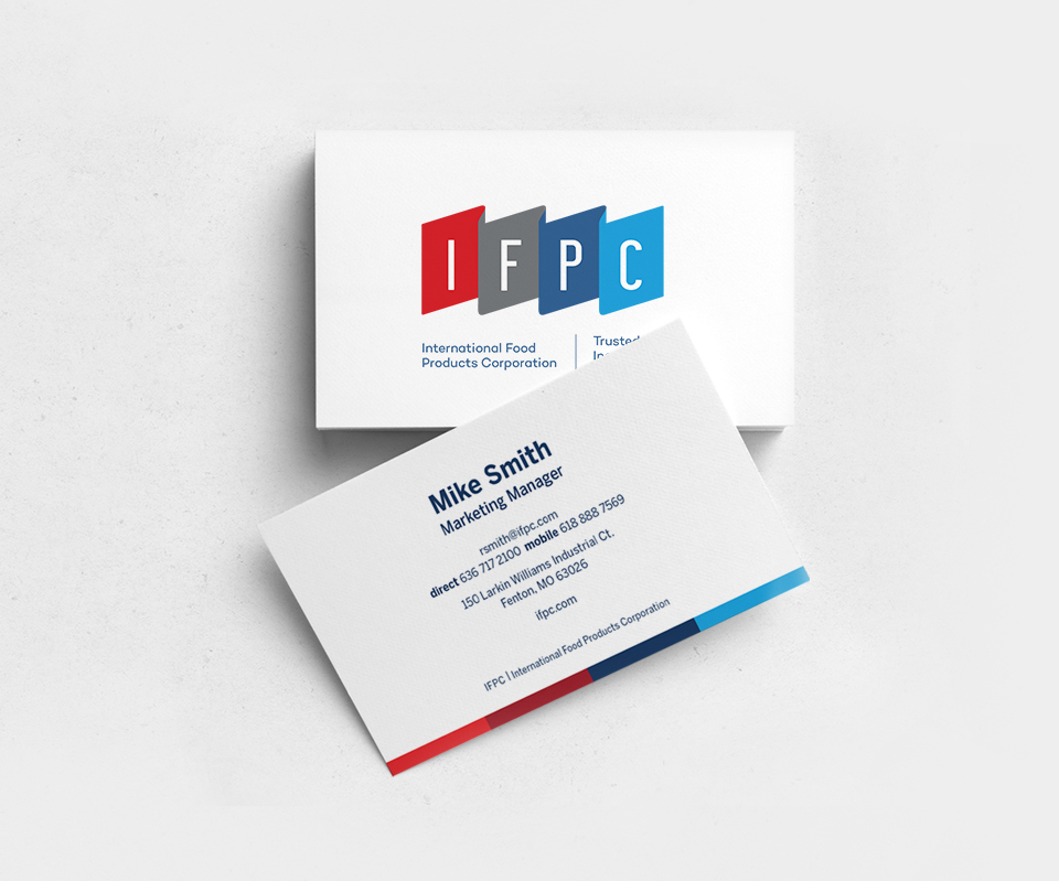 Business cards with the updated IFPC logo