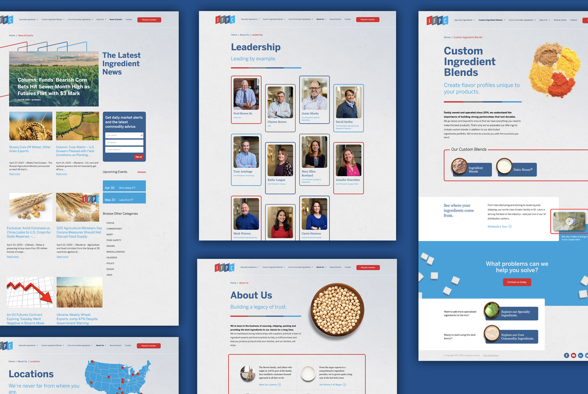 Collage of the IFPC website page designs