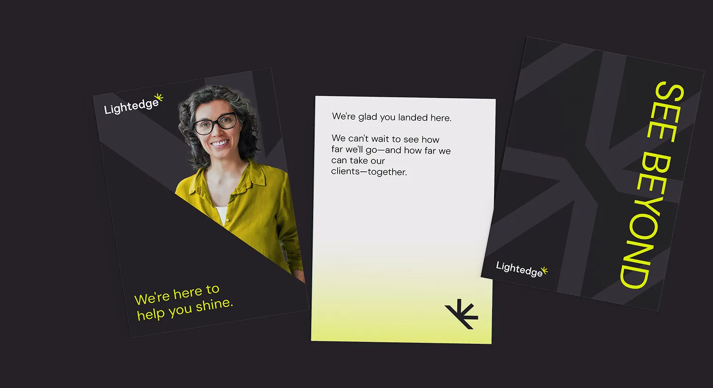 Branded sales and marketing collateral for technology infrastructure company, Lightedge