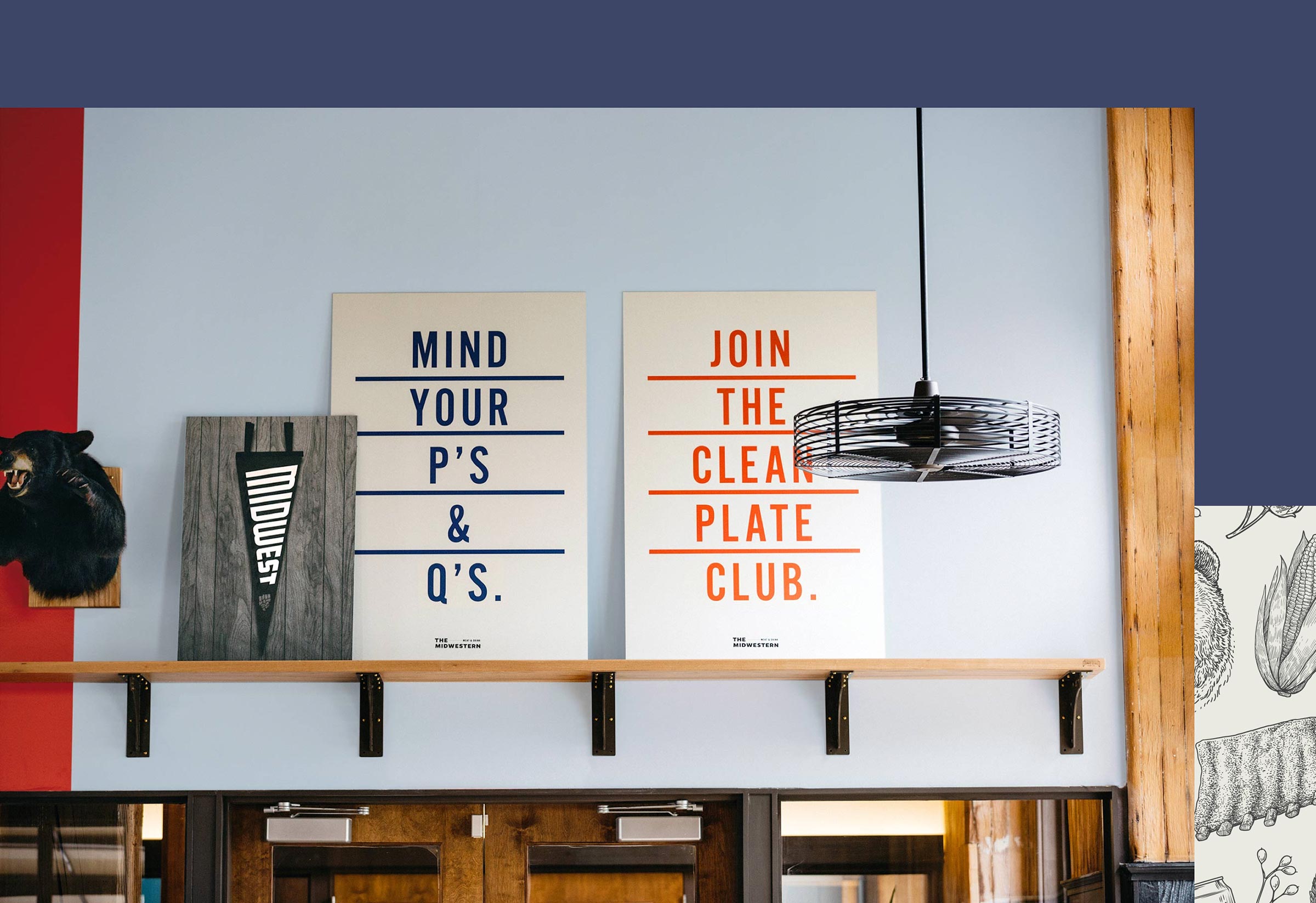 Restaurant branding graphic posters