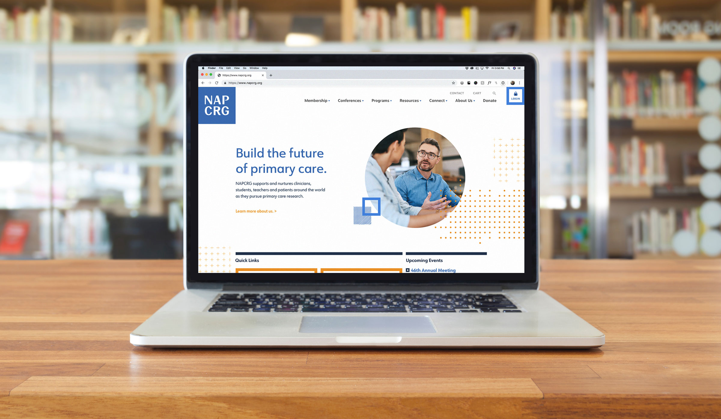 NAPCRG website design mockup on a laptop