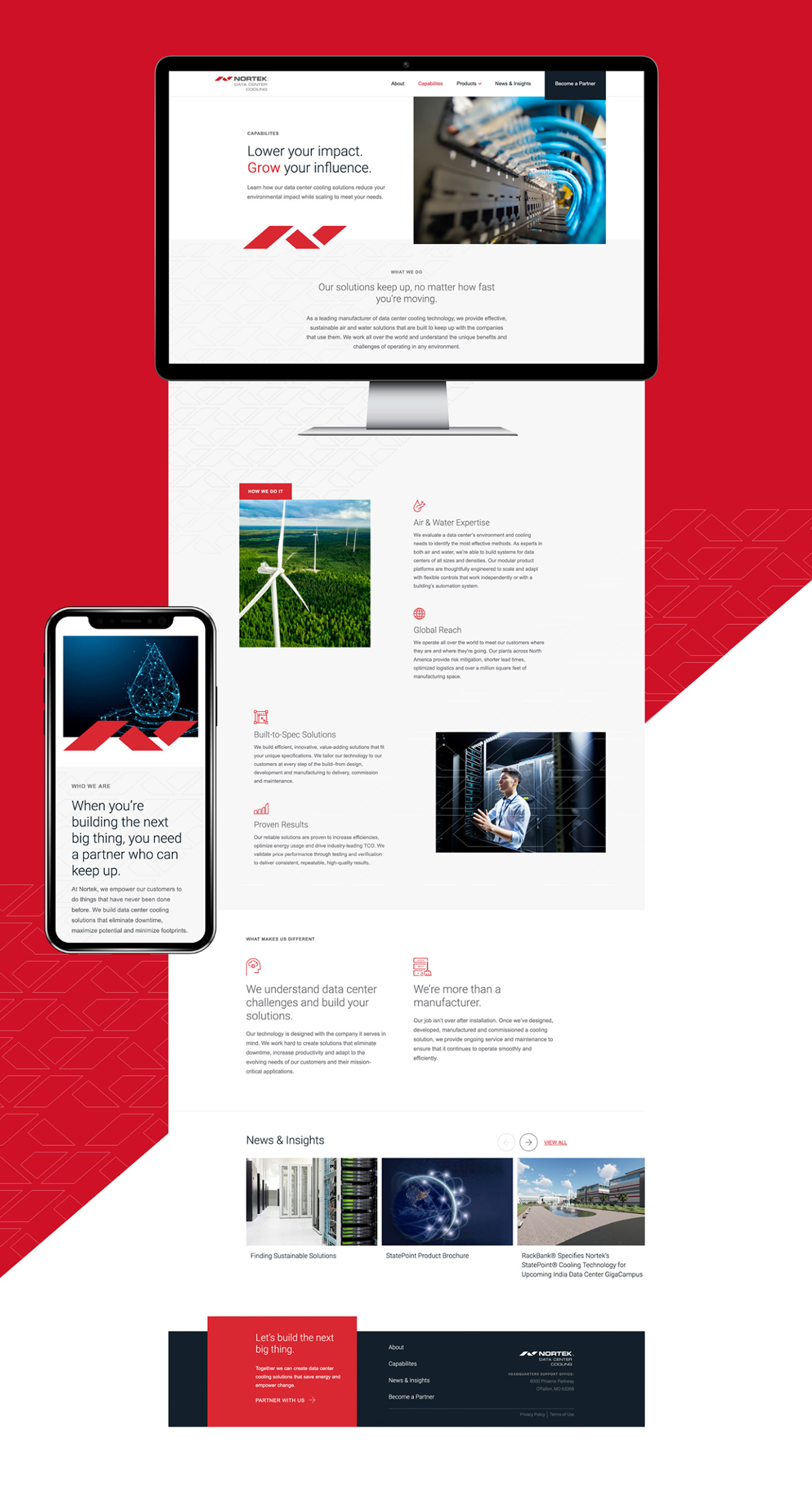 Nortek's website on a desktop and mobile screen