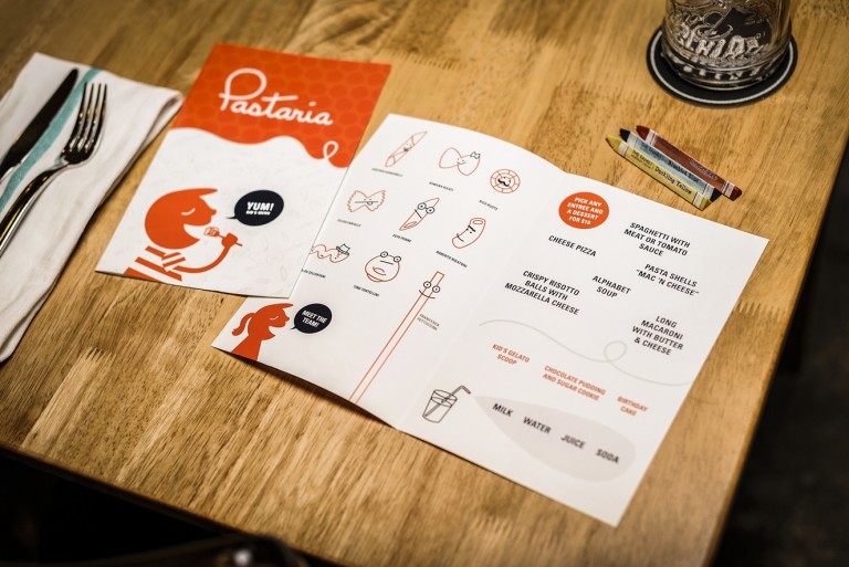 Design for the kid's menus at Pastaria
