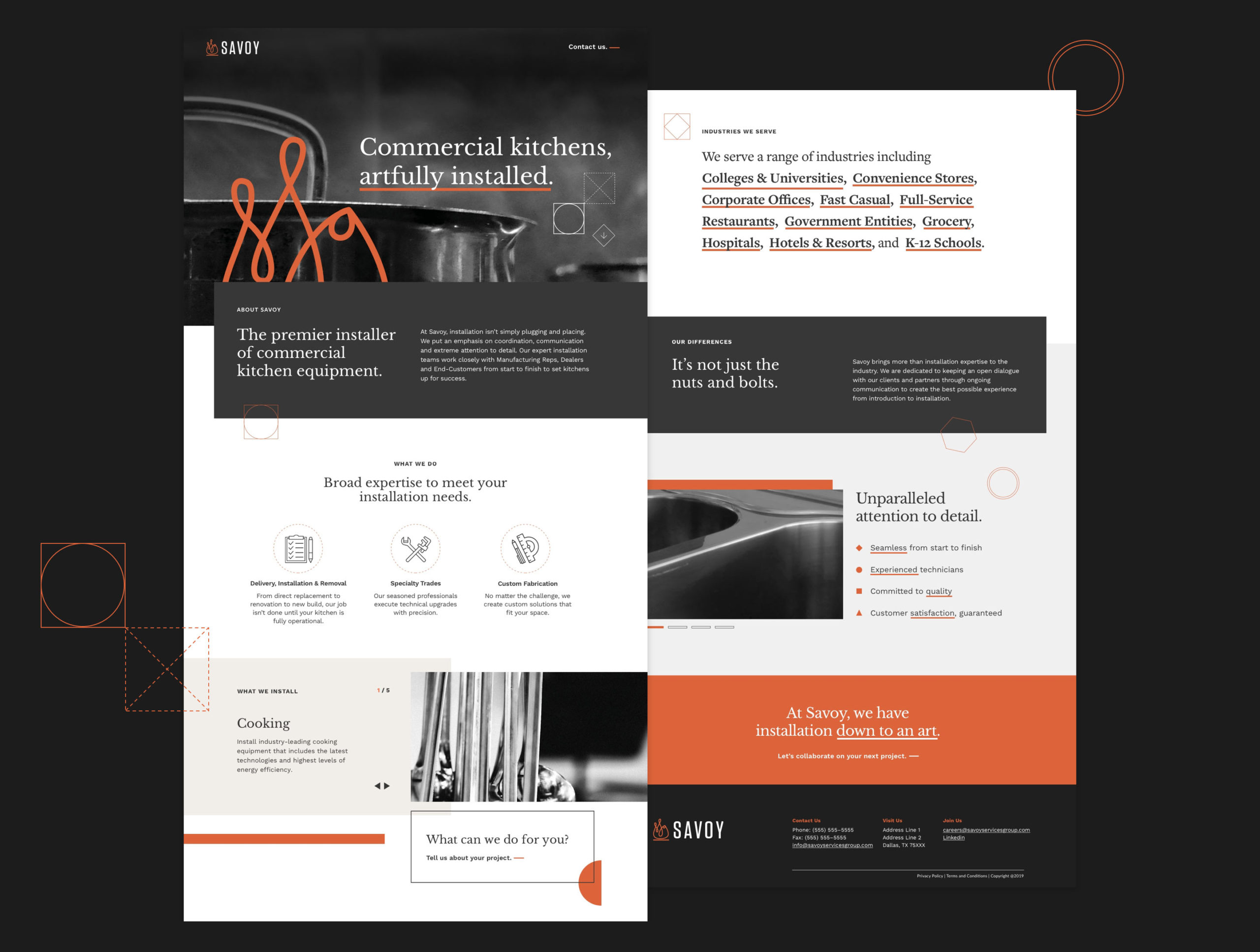 Pages from Savoy's new website design
