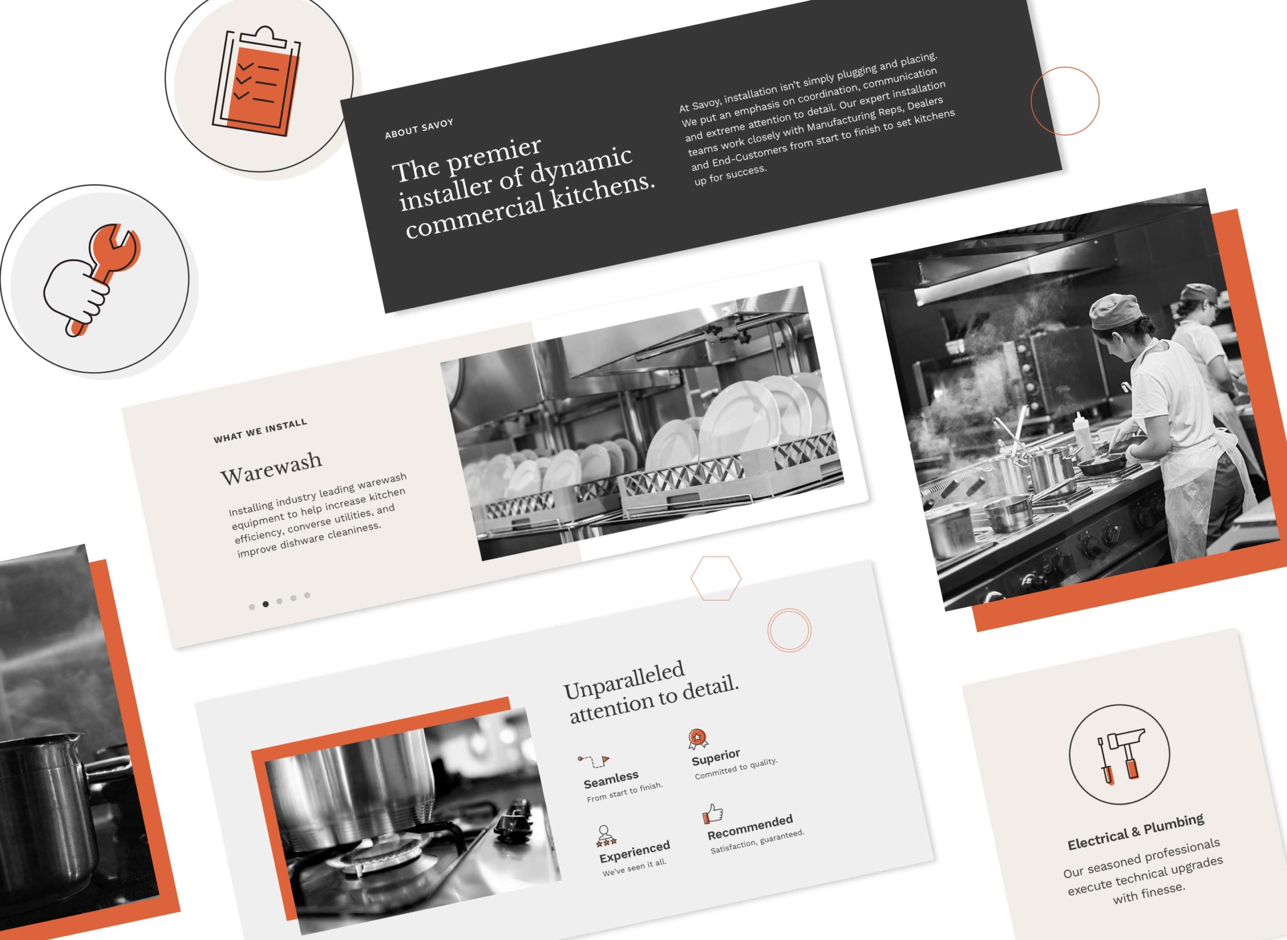 Blocks and icons from Savoy's website design
