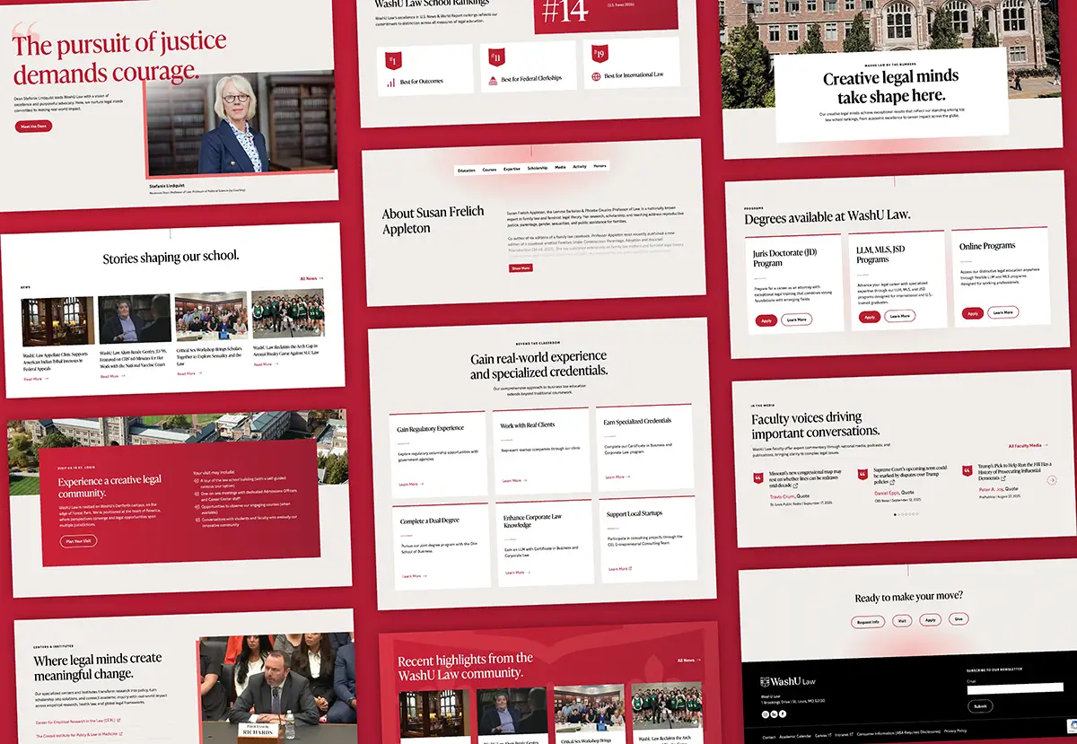 Reusable blocks from the WashU Law website design