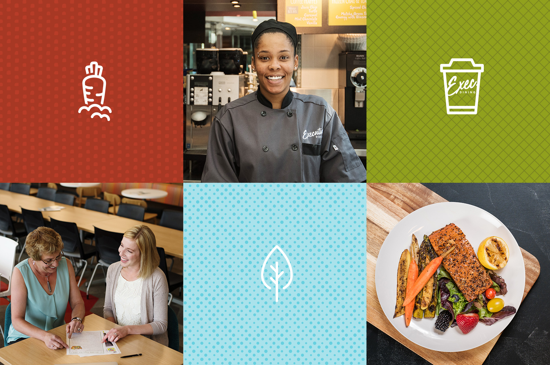 Elements of the new branding for Executive Dining