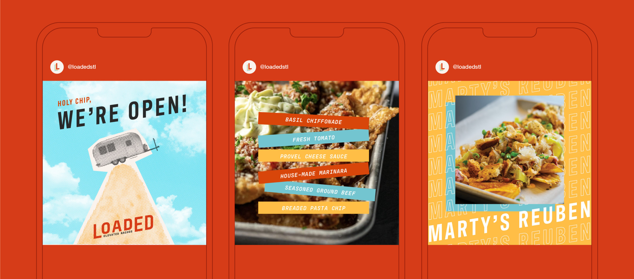 Social media graphics for Loaded Elevated Nachos