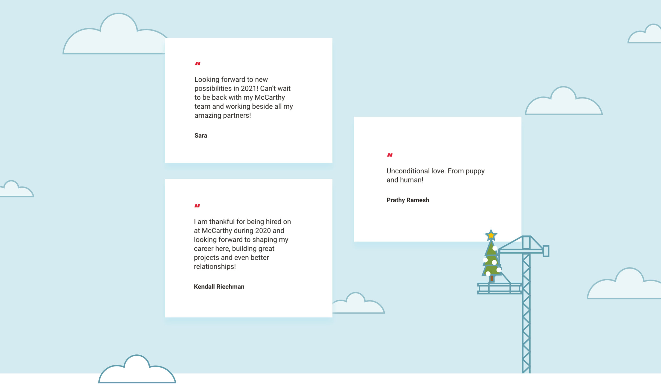 Submissions from McCarthy's Share Good website show what people are grateful for and looking forward to
