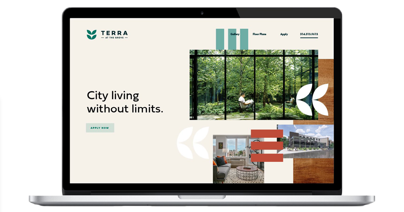 Creative expression showing how the residential development branding for Terra could live on the web