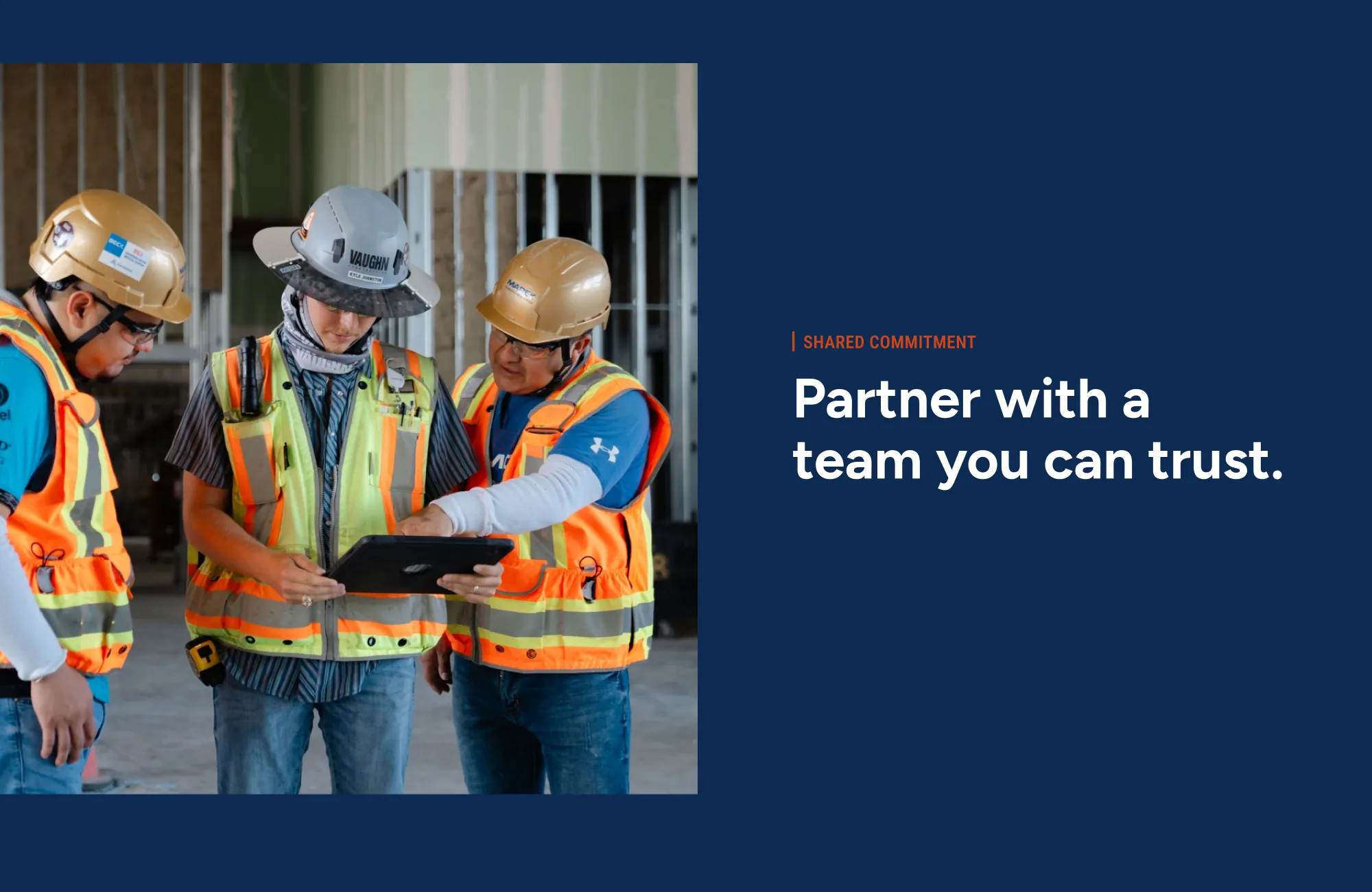 A block from the MAREK website design that says "Partner with a team you can trust"