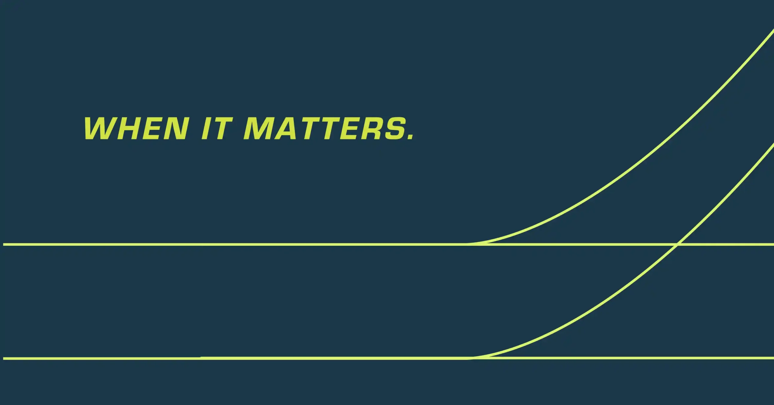 UMT brand graphic showing the “When It Matters” tagline with a yellow line motif suggesting motion and routes